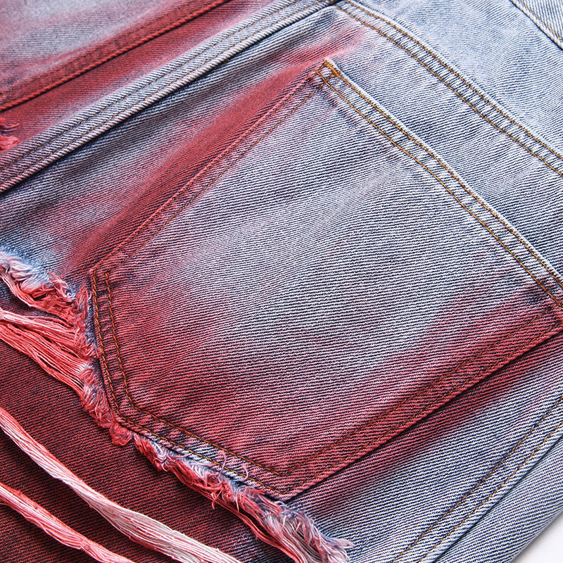 Mens Fashion Jeans Colorful Destructive Ribbons 5715# Pure cotton high quality
