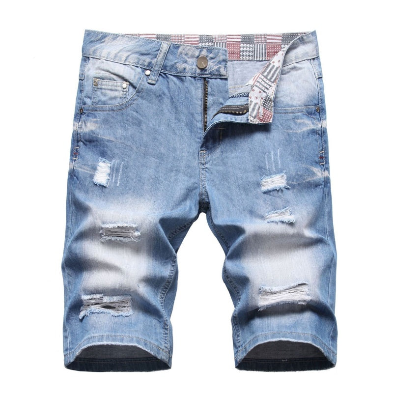Denim shorts High-quality trendy casual pure cotton Non-stretch plus-size men's clothing