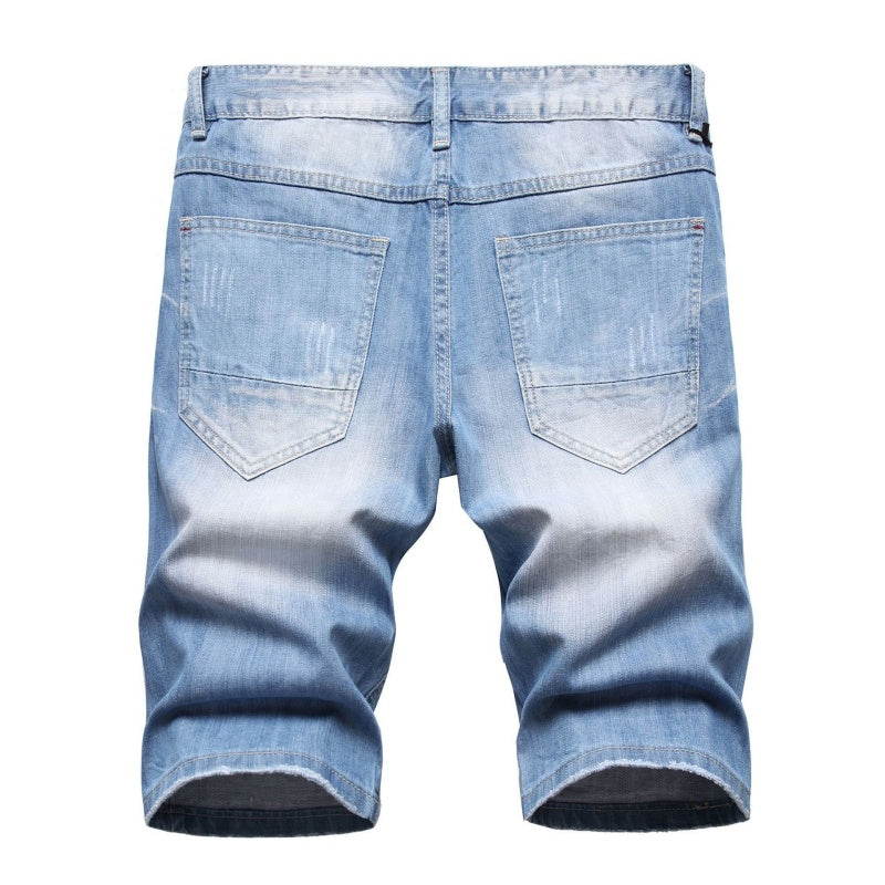 Denim shorts High-quality trendy casual pure cotton Non-stretch plus-size men's clothing