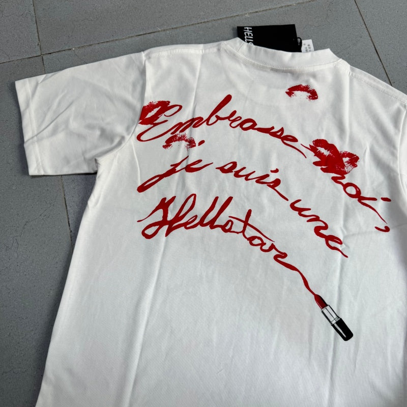 Vintage-style American T-shirt Punk Stencil Lipstick Splash Print