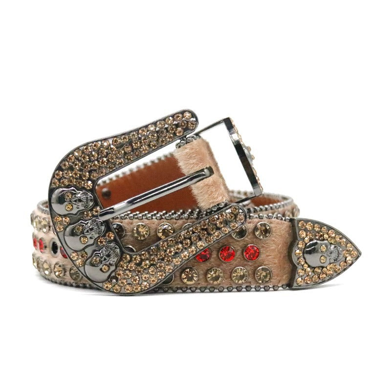 Hip-hop punk rhinestone belt meneasiest for match