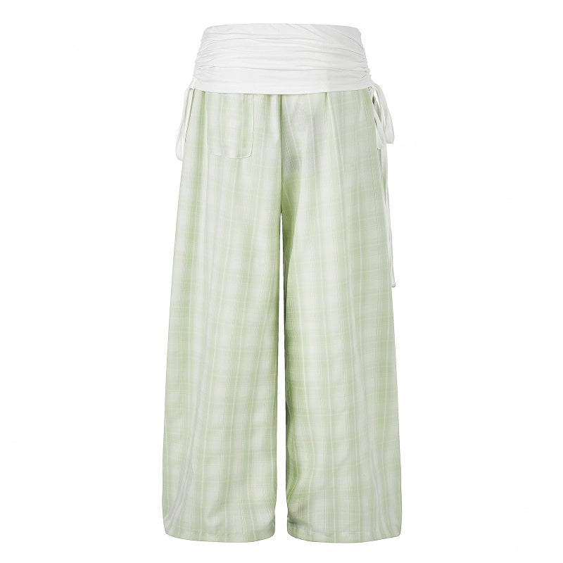 American-style streetwear harem pants Pleated Front Checkered Casual Wear