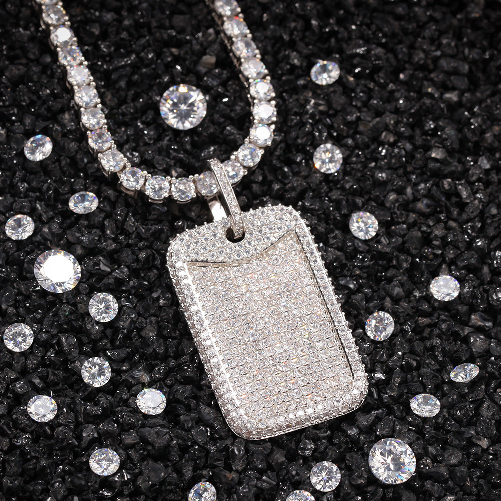 Jewelry Summer Heavy Industry Design Green Zircon Square Pendant Royalty Spectrum