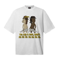 Saint Michael T Shirts Cartoon Two Jesus Figures THE END IS HERE SAINTS White Tee Graphic