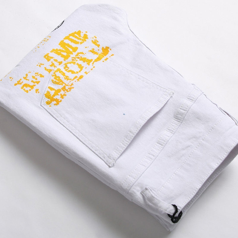 Mens Fashion Jeans Street graffiti style 5601# 5608# Pure cotton high quality
