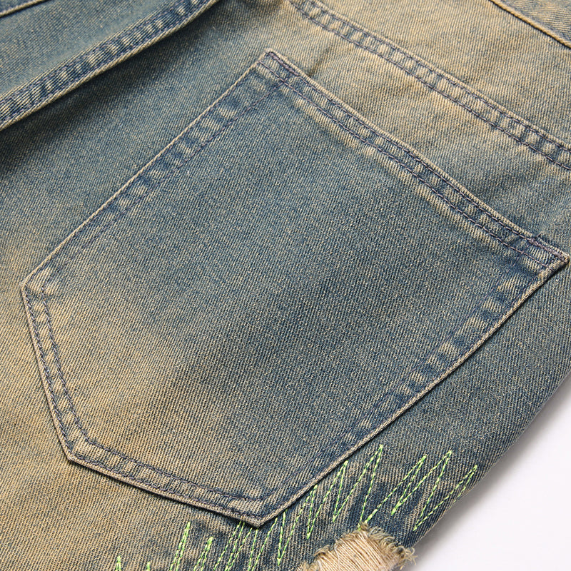 Mens Fashion Jeans Damaging embroidery 5717# Pure cotton high quality