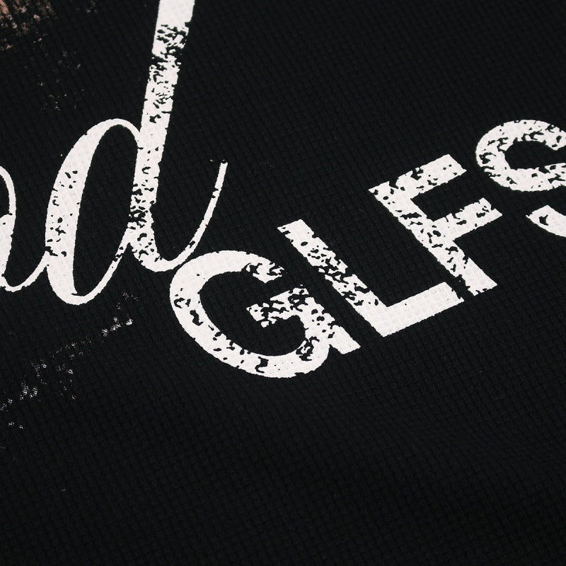 Unisex vintage T-shirt  Black distressed print with rivets