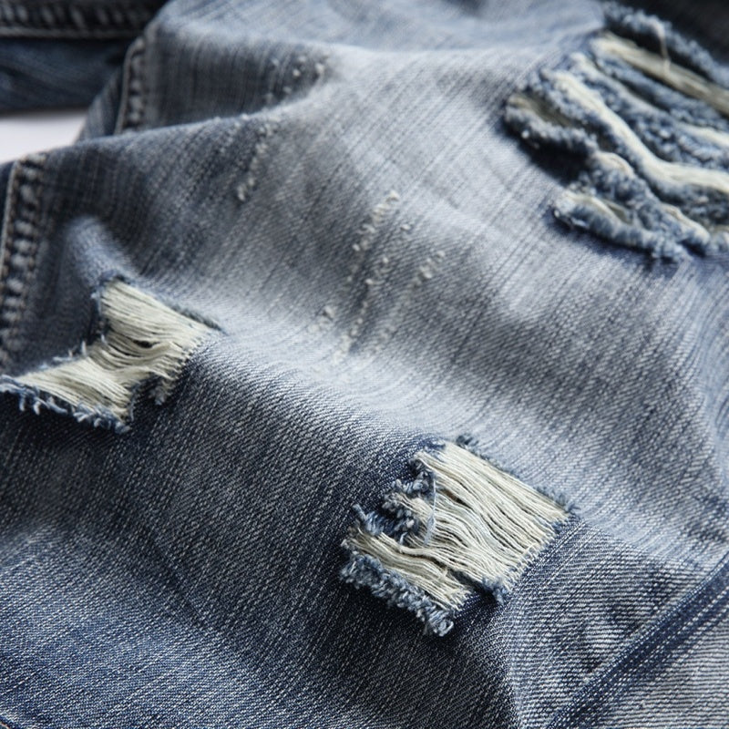 Denim shorts High-quality trendy casual pure cotton Non-stretch plus-size men's clothing