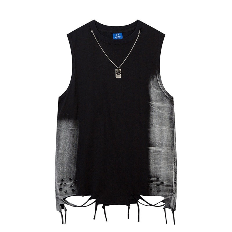 Unisex vintage camisole Stylish, textured black gradient spray-paint finish