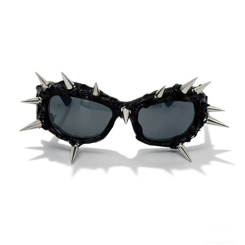 Trendy punk glasses retro spiked dark