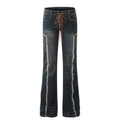 American-style streetwear harem pants Retro Faded Wash Low Rise Bootcut Cut