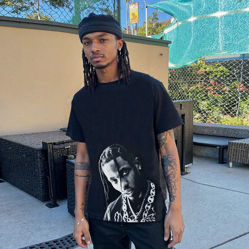 Mens T-shirt Travis Scott graphic print featuring his signature style