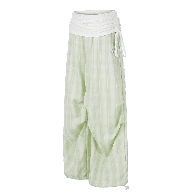 American-style streetwear harem pants Pleated Front Checkered Casual Wear
