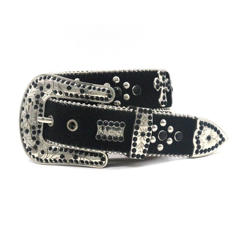 Hip-hop punk rhinestone belt horsehair y2k decoration