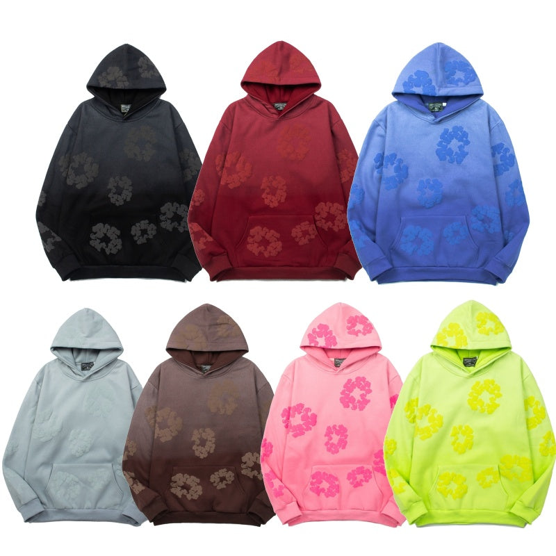 Denim Tears Hoodie Fleece Embossed Cotton Wreath Graphic Oversized Hooded