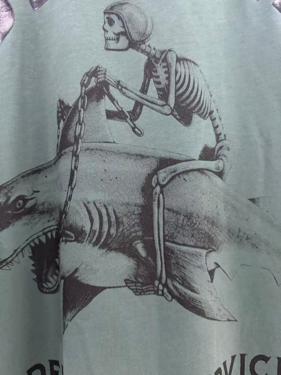 Vintage style washed summer wear T shirt Skull 260G pure cotton high-quality streetwear