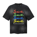Saint Michael T Shirts Paint Splatter Distressed Gradient Color Handwritten Font Artwork