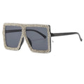 Trendy punk glasses diamond-encrusted large square frame sun protection