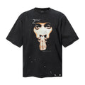 Saint Michael T Shirts Vintage 2PAC Portrait Distressed Washed Black Tee Graphic