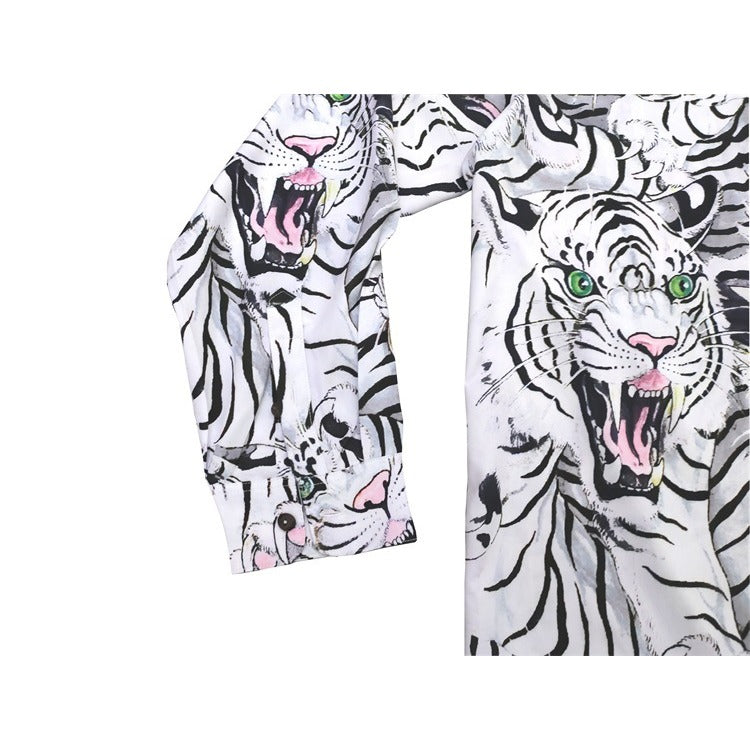 GUILTYPARTIES TIGER Long sleeved shirt Tiger totem full print Hawaiian long-sleeved shirt