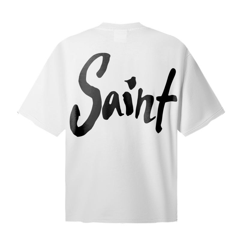 Saint Michael T Shirts Mixed Media Fill Typography Layered Design