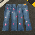 Lightning Pattern Jeans High-quality high-street pure cotton trousers