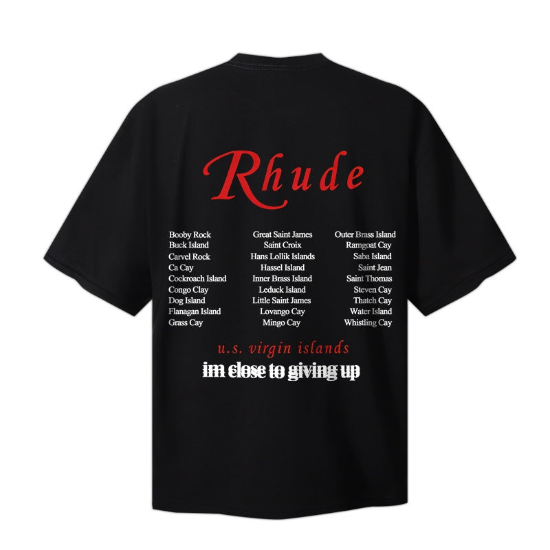 RHUDE T Shirts Multi‑Image Collage With Cursive Statement Print