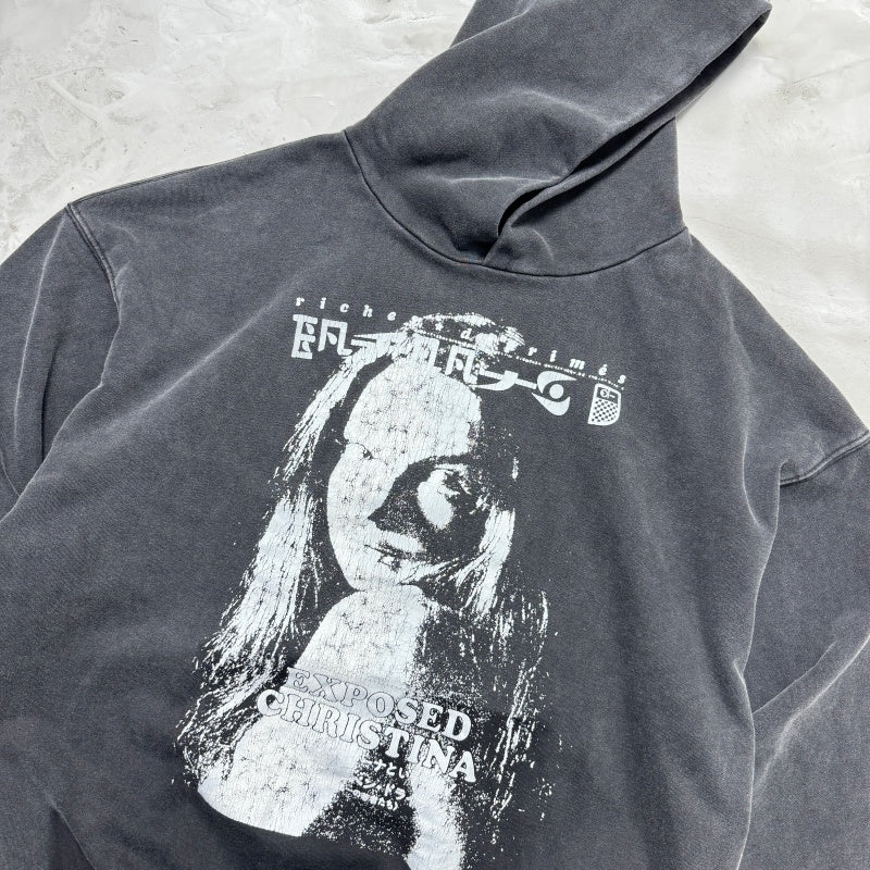 Unisex Vintage Hoodie  Vertical-crack print; Asut enzyme-abrasion wash for a natural, faded look; pockets removed after washing.
