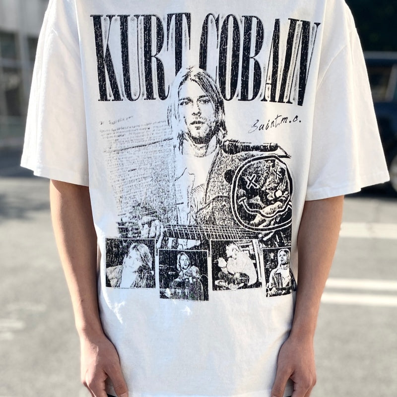 Unisex Vintage T Shirts White Ink Direct-to-Garment Printing â€?High-Street Retro Style