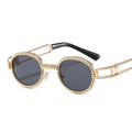 Trendy punk glasses small oval pearl uv protection