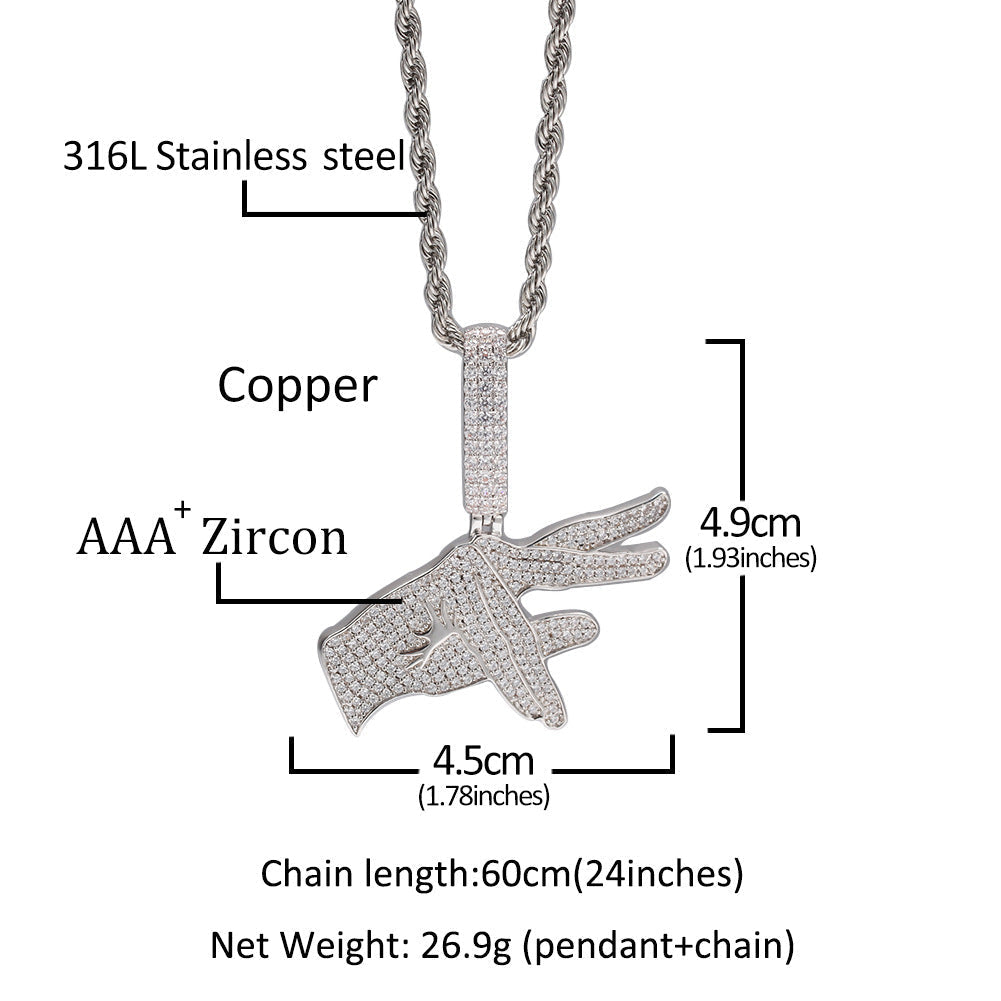 Jewelry Gesture Pendant Necklace Copper Set Zircon Jesus Pieces Spectrum