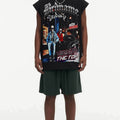 BIG FACE Drop-Shoulder Tank Top High-street vintage style featuring a small neckline, white-ink digital direct-to-garment (DTG) printing, and a heavy-duty, distressed wash finish; crafted from 260g double-yarn plain-knit fabric.