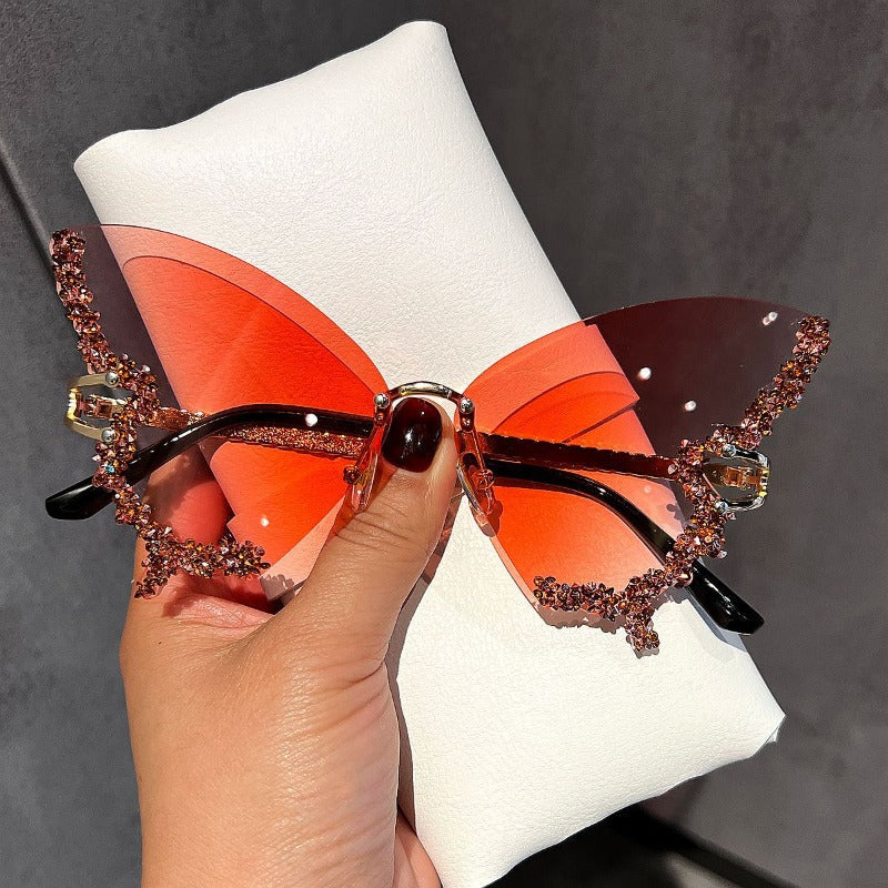 Trendy punk glasses with diamonds