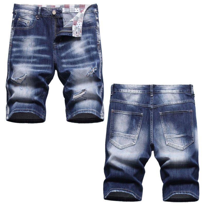 Denim shorts High-quality trendy casual pure cotton Non-stretch plus-size men's clothing