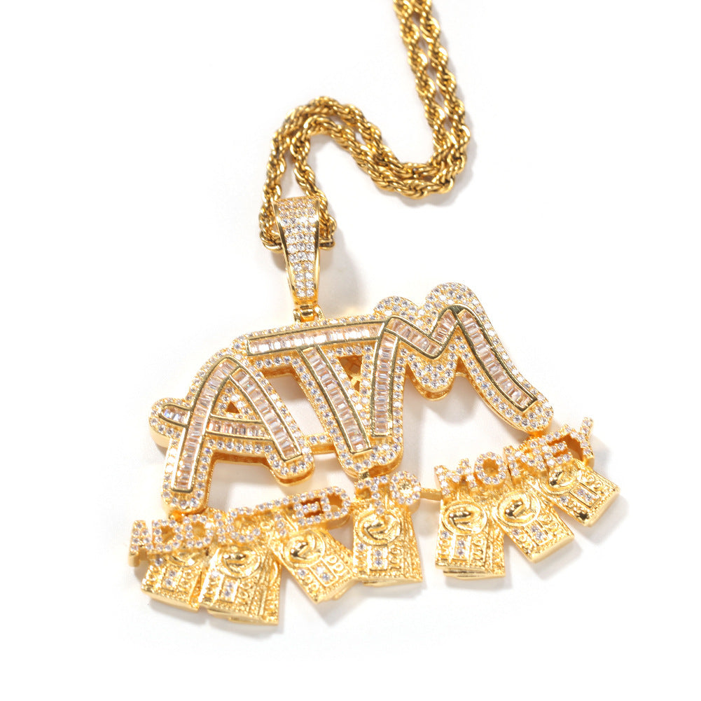 Jewelry Copper Zircon ATM Dollar Letter Pendant Alphabet Pieces