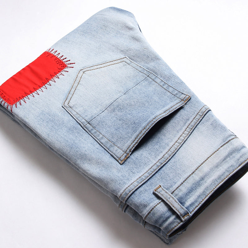 Mens Fashion Jeans Colored patch 8831# Pure cotton high quality