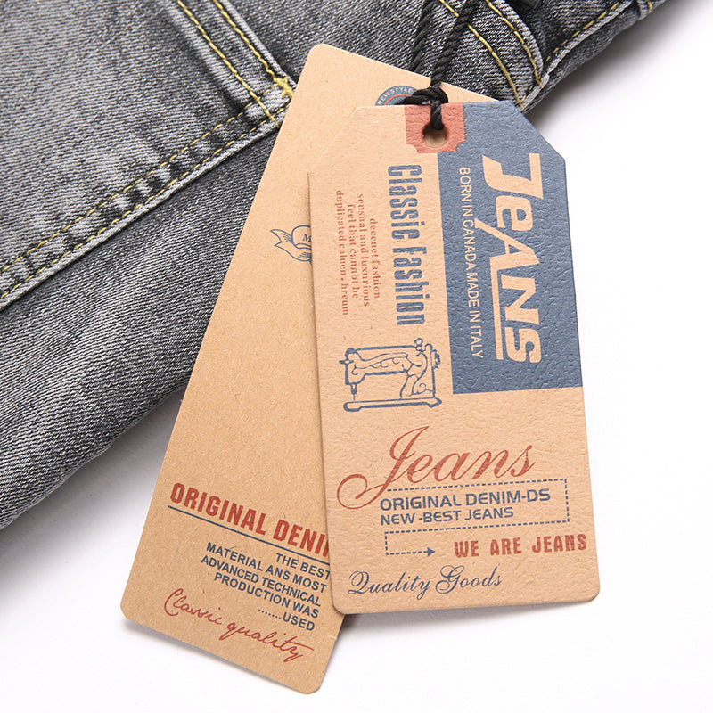 Mens Fashion Jeans Black and gray color blocking 5706# Pure cotton high quality