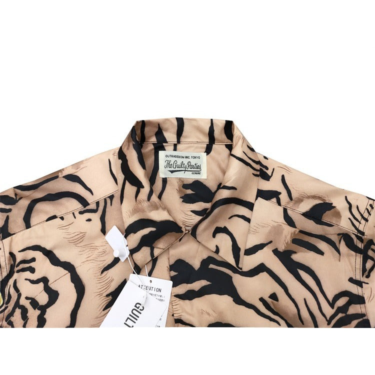 GUILTYPARTIES TIGER Shirts 21ss Tiger Tattoo Tattoo Print Hawaiian Short Sleeve Shirt Men