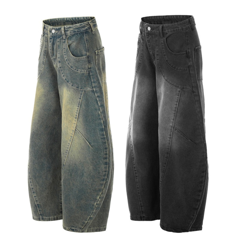 American-style streetwear harem pants Oversized Draped Shape Heavy Washed Weave