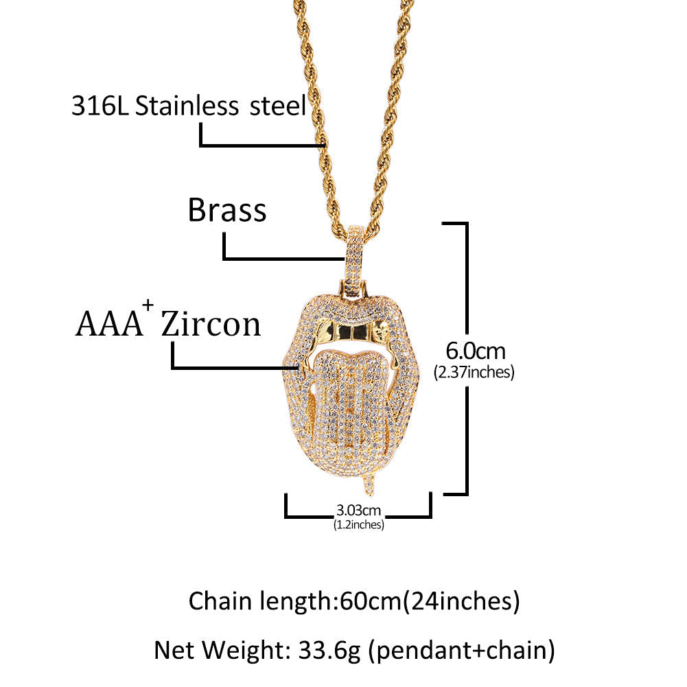 Jewelry Hip Hop Necklace Jewelry Rap Copper Zirconium Spectrum