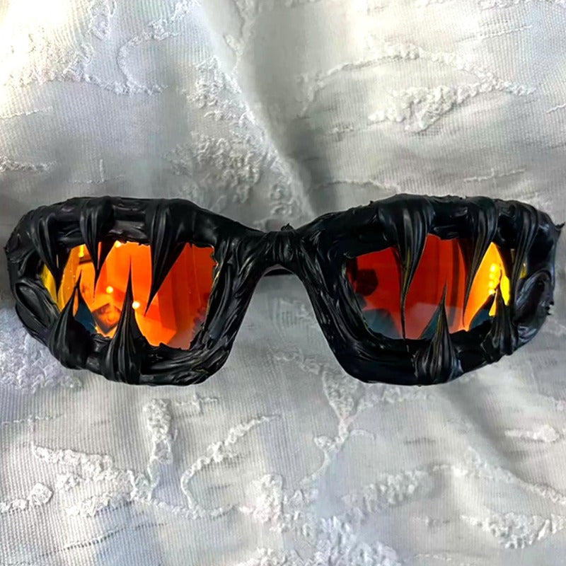 Trendy punk glasses shark teeth glue