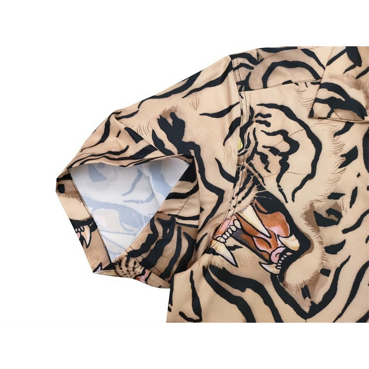 GUILTYPARTIES TIGER Shirts 21ss Tiger Tattoo Tattoo Print Hawaiian Short Sleeve Shirt Men