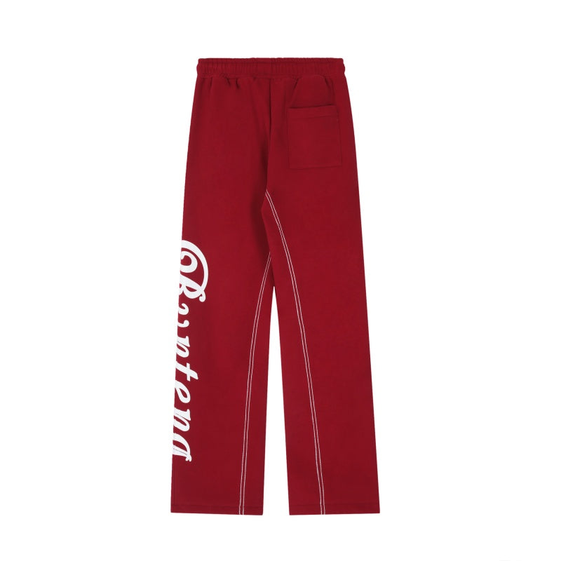 American-style streetwear harem pants Vertical side letter print casual loose cut plus velvet
