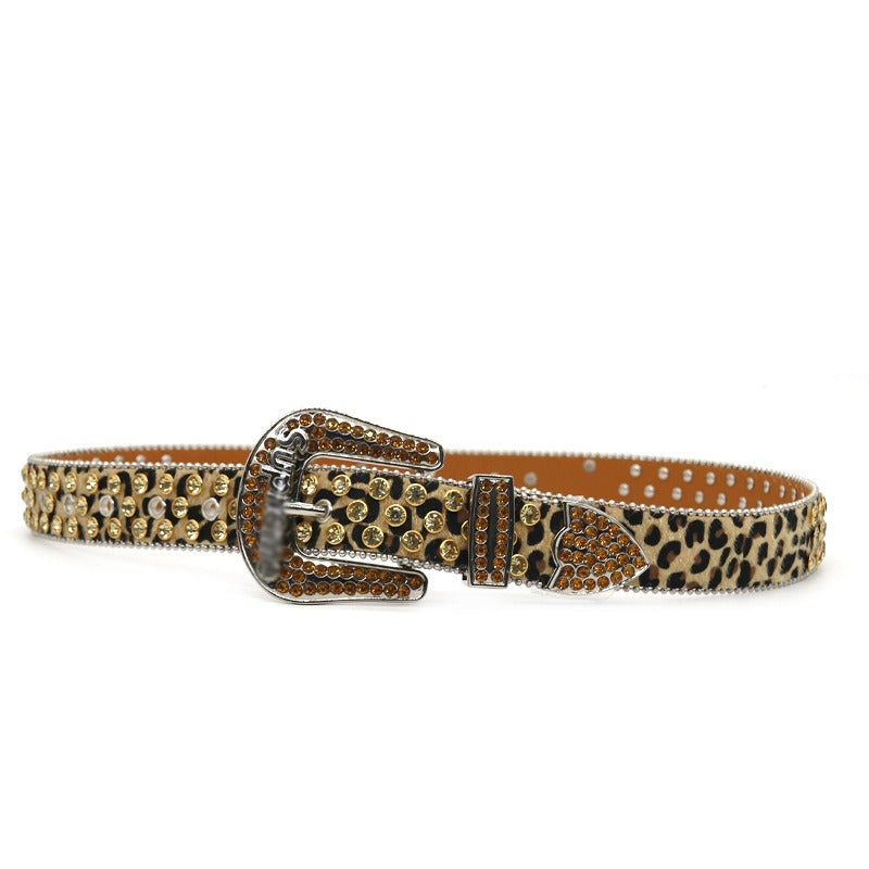 Hip-hop punk rhinestone belt leopard print supreme accessories