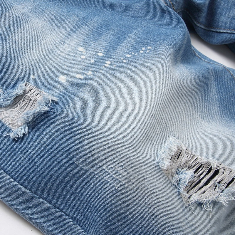 Denim shorts High-quality trendy Distressed with holes casual pure cotton Non-stretch plus-size men's clothing