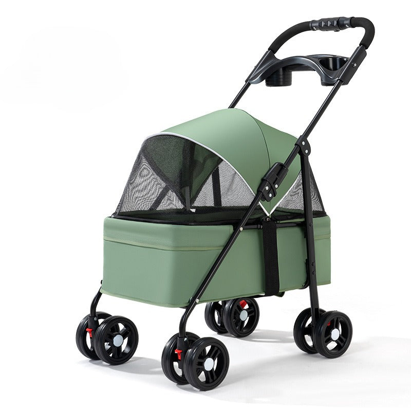 Pet Stroller 2026 Pet Cart Dog Cat Teddy Cart Going Out Small and Medium Dog Pull Cart Lightweight Foldable Foreign Trade
