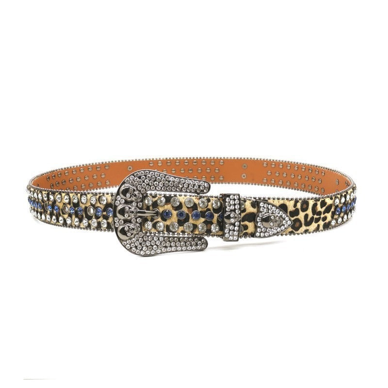 Hip-hop punk rhinestone belt skull