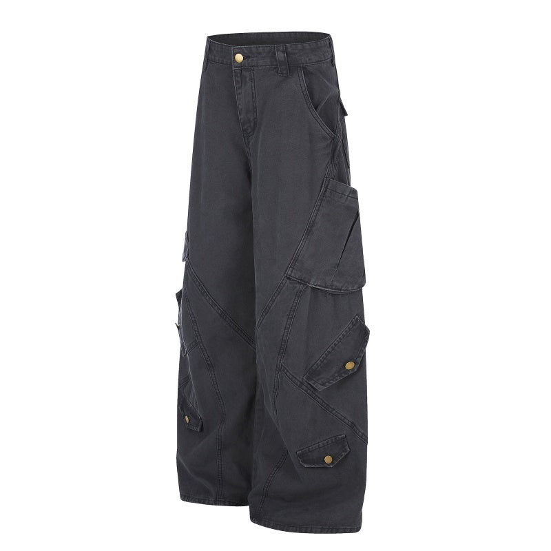 American-style streetwear harem pants Retro Heavy Fabric Multi Compartment