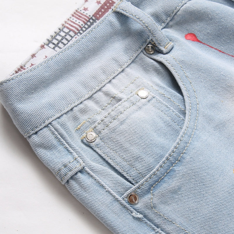 Denim shorts High-quality trendy casual pure cotton Non-stretch plus-size men's clothing