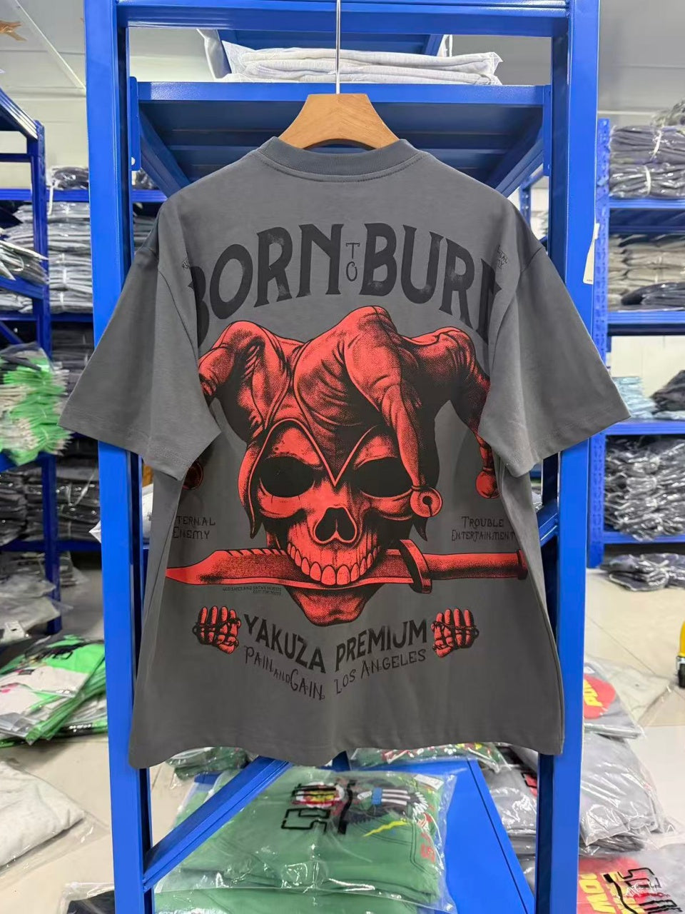 Vintage style washed summer wear T shirt Skull 260G pure cotton high-quality streetwear